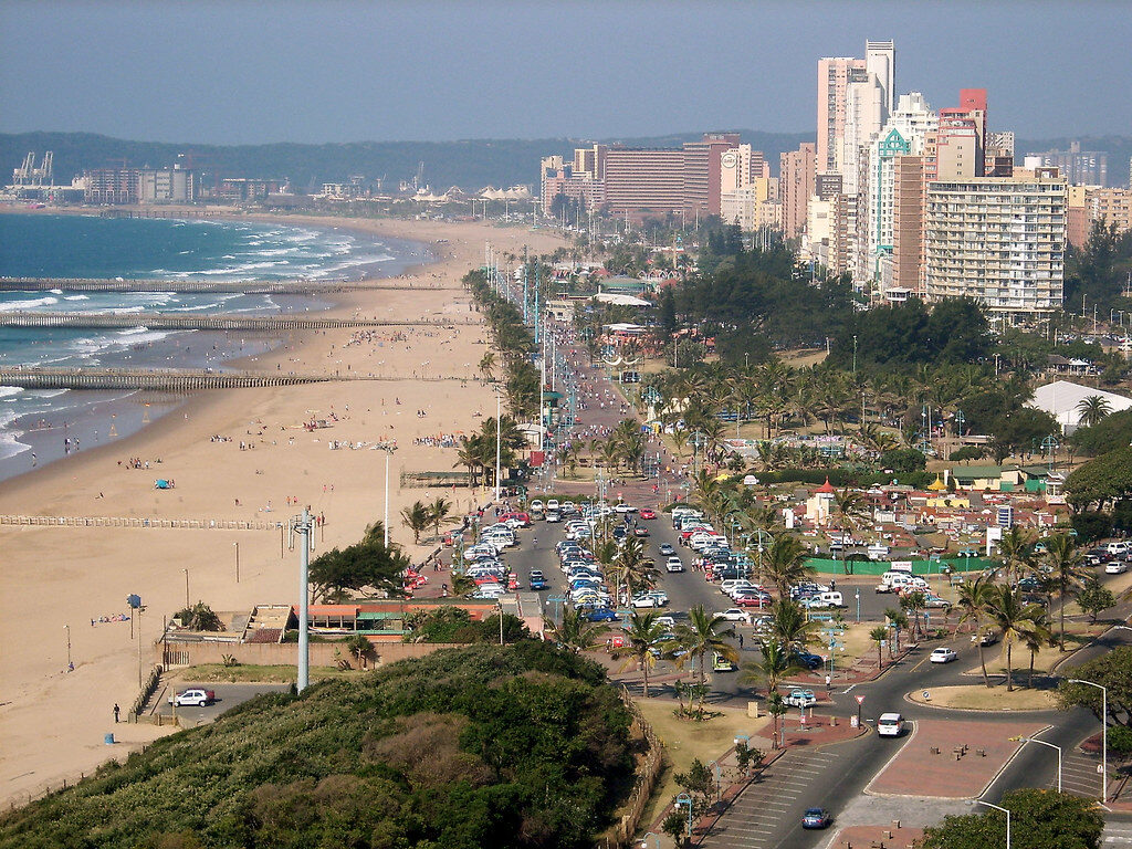 Durban's beachfront and hotels along the Golden Mile
