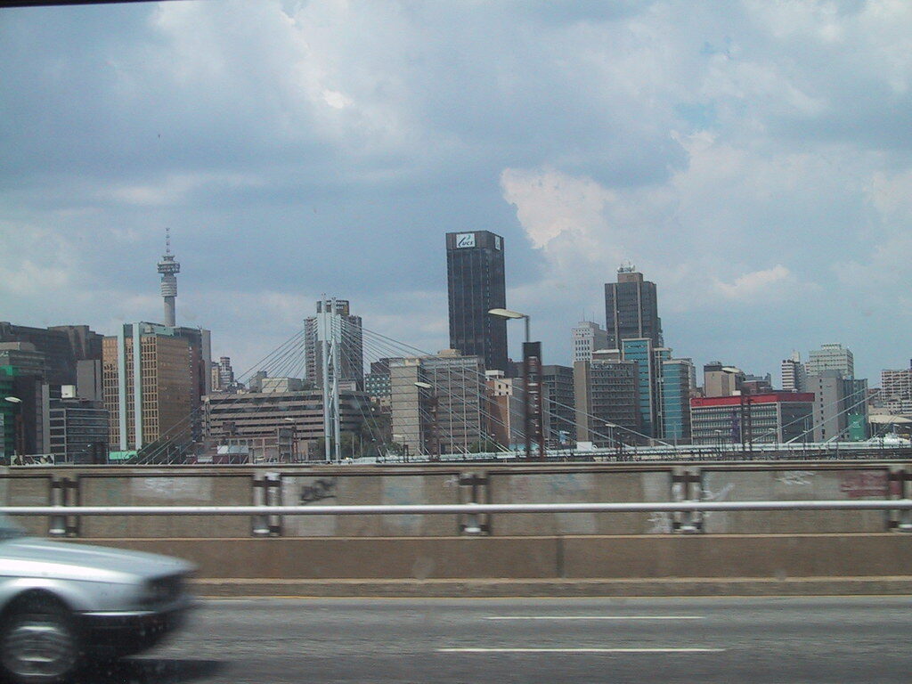 The Johannesburg skyline seen from a highway